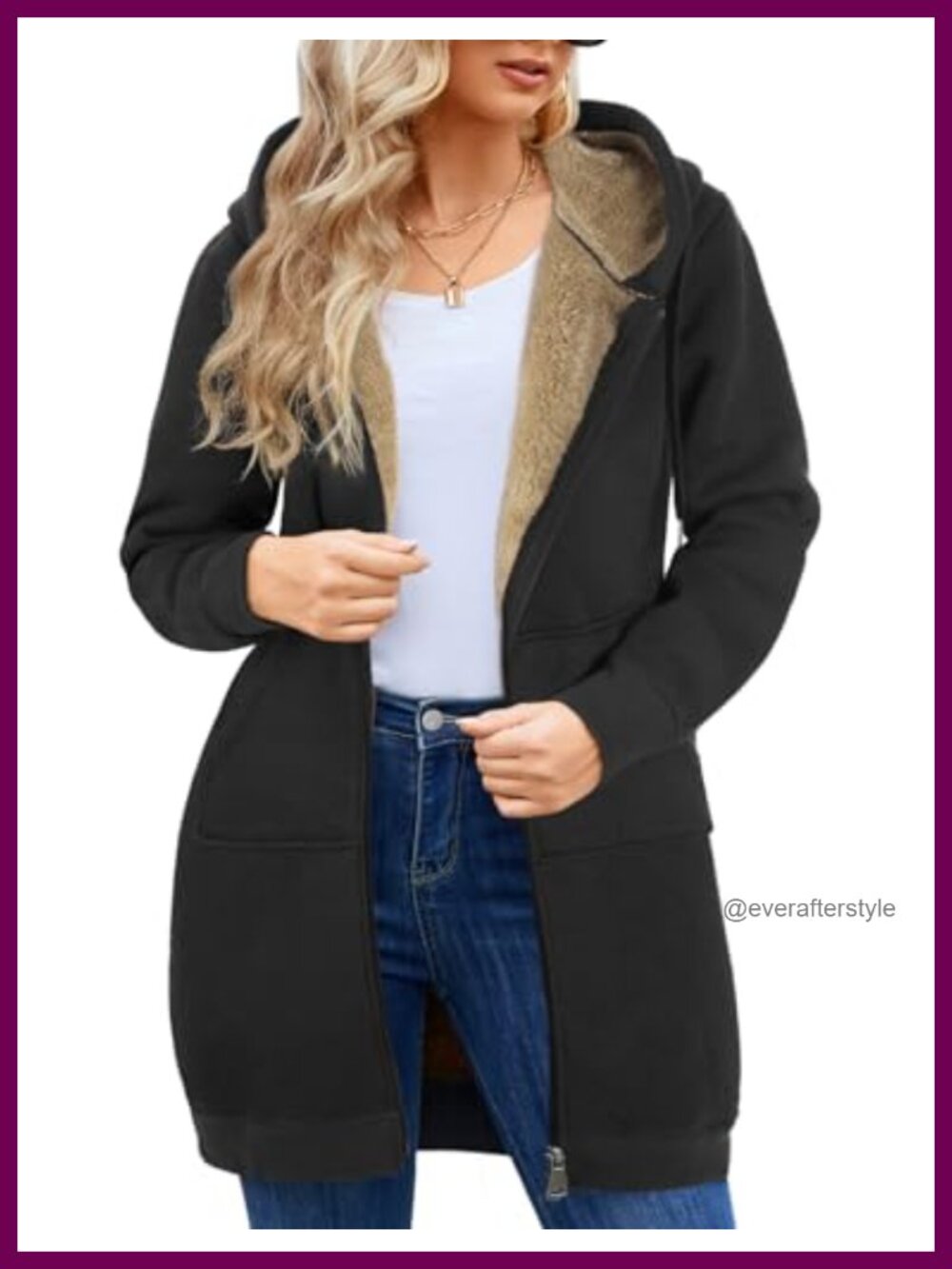 Women Plus Size Zip Up Hoodie Long Tunic Fleece Jacket Hooded